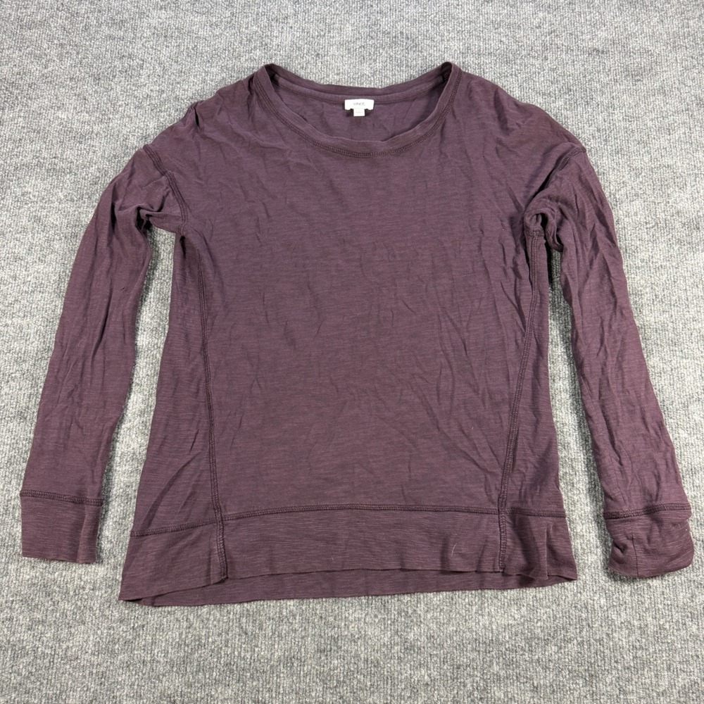 Vince Slub Knit Long Sleeve Cotton Tee Purple Size S Minimalist